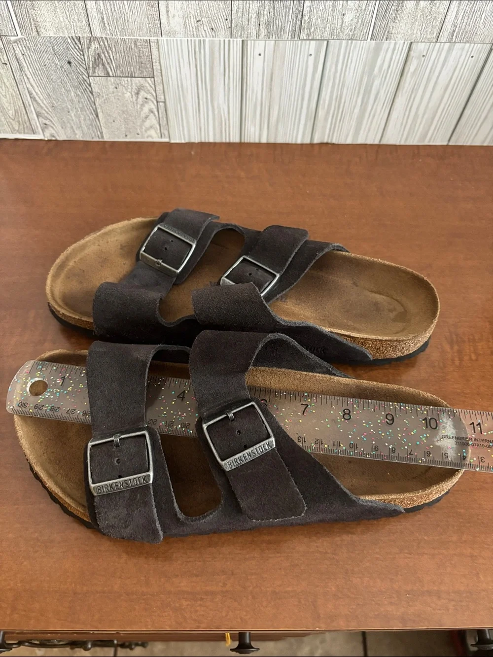 Birkenstock men’s Arizona  Two-Strap Sandals in Dark  Suede
